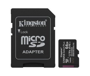 KINGSTON MICROSD CANVAS SELECT PLUS MEMORY CARD 64GB A1 CLASS 10