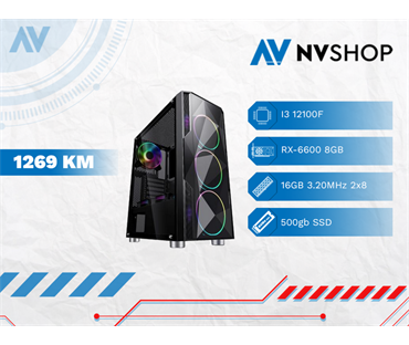 GAMING PC I3-12100F/H610M/16GB/500SSD/RX 6600 8GB GDDR6/600W