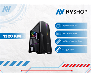 GAMING PC RYZEN 5 5500/A520/16GB/500GBSSD/RTX 4060/700W/V310