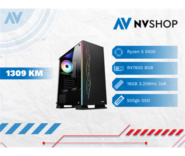 GAMING PC RYZEN 5 5500/A520/16GB/500GBSSD/RX 7600 8GB/600W/V320