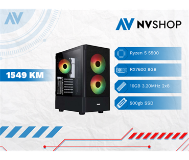 GAMING PC RYZEN 5 5500/A520/16GB/500GBSSD/RX 7600 8GB/620W/V350