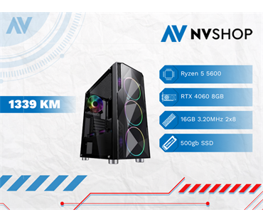 GAMING PC RYZEN 5 5600/A520M/16GB/500GBSSD/RTX 4060/600W/V315