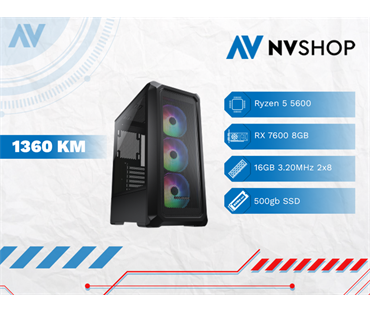 GAMING PC RYZEN 5 5600/B550/16GB/500GBSSD/RX 7600 8GB GDDR6