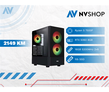 GAMING PC RYZEN 5 7500F/A620M-E/16GB/1TB/RTX 5060/720W/V350